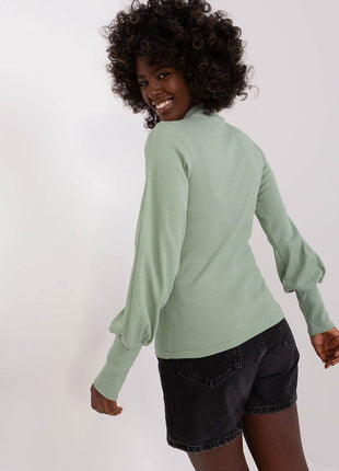 Ribbed Long Sleeve Blouse with Wide Cuffs - MimiStylez