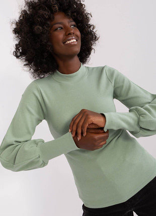 Ribbed Long Sleeve Blouse with Wide Cuffs - MimiStylez