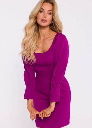 Mini Dress with Square Neckline, Puff Shoulders & Empire Waist - MimiStylez