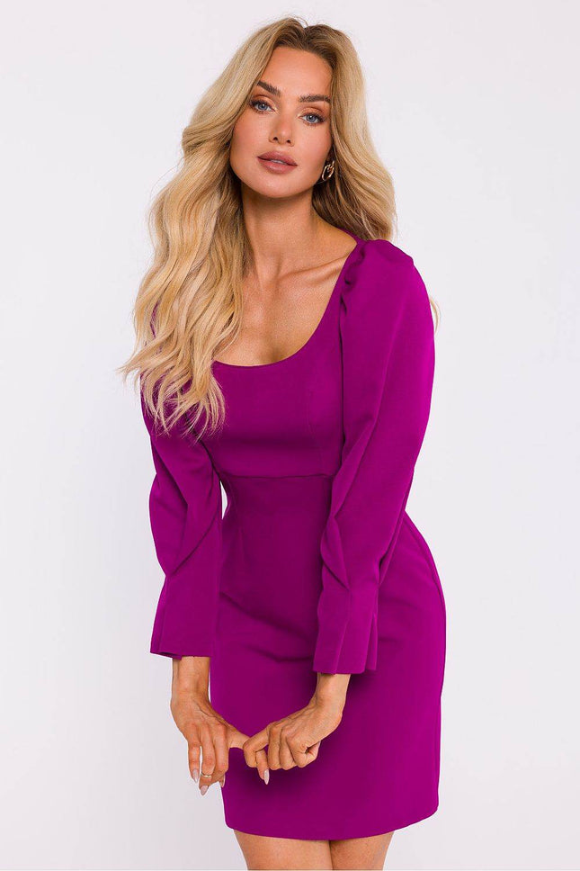 Mini Dress with Square Neckline, Puff Shoulders & Empire Waist - MimiStylez