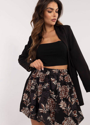Floral Mini Bomber Skirt with Elastic Waistband - MimiStylez