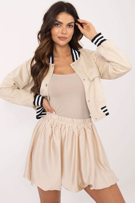 Chic Mini Bomber Skirt with Elastic Waistband - MimiStylez