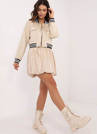 Chic Mini Bomber Skirt with Elastic Waistband - MimiStylez