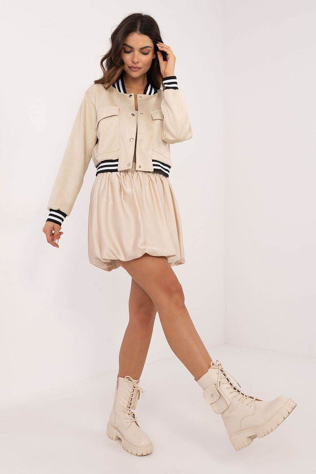 Chic Mini Bomber Skirt with Elastic Waistband - MimiStylez