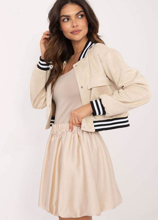 Chic Mini Bomber Skirt with Elastic Waistband - MimiStylez