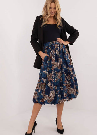 Floral Bomber Midi Skirt with Elastic Waist and Hidden Pockets - MimiStylez