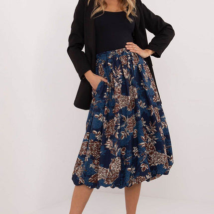 Floral Bomber Midi Skirt with Elastic Waist and Hidden Pockets - MimiStylez