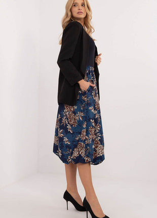 Floral Bomber Midi Skirt with Elastic Waist and Hidden Pockets - MimiStylez