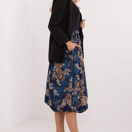Floral Bomber Midi Skirt with Elastic Waist and Hidden Pockets - MimiStylez