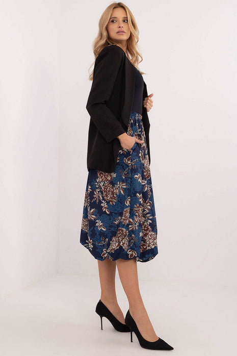 Floral Bomber Midi Skirt with Elastic Waist and Hidden Pockets - MimiStylez