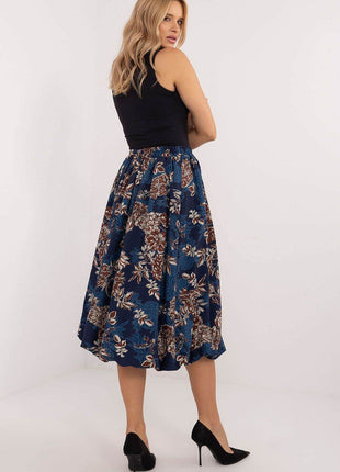 Floral Bomber Midi Skirt with Elastic Waist and Hidden Pockets - MimiStylez