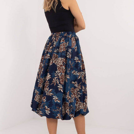 Floral Bomber Midi Skirt with Elastic Waist and Hidden Pockets - MimiStylez