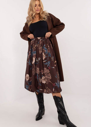 Floral Bomber Midi Skirt with Elastic Waist and Hidden Pockets - MimiStylez