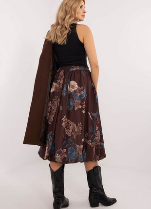 Floral Bomber Midi Skirt with Elastic Waist and Hidden Pockets - MimiStylez