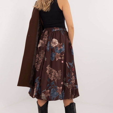 Floral Bomber Midi Skirt with Elastic Waist and Hidden Pockets - MimiStylez