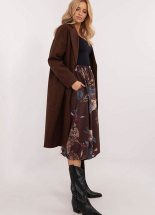 Floral Bomber Midi Skirt with Elastic Waist and Hidden Pockets - MimiStylez