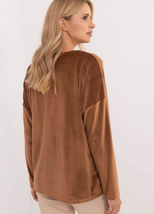 Velour Blouse with Front Ties & Butterfly Charms - MimiStylez