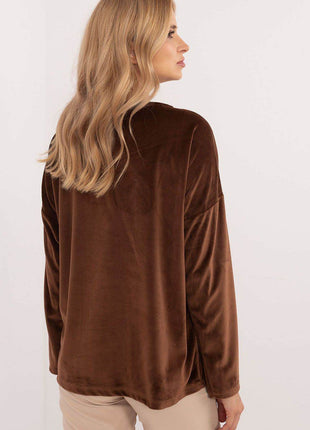 Velour Blouse with Front Ties & Butterfly Charms - MimiStylez