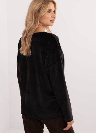 Velour Blouse with Front Ties & Butterfly Charms - MimiStylez