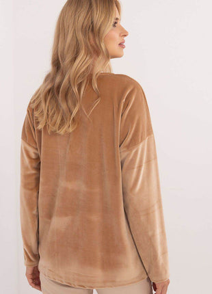 Velour Blouse with Front Ties & Butterfly Charms - MimiStylez