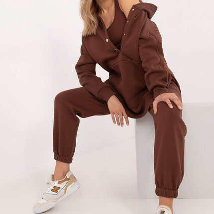 Women's 3-Piece Cotton Tracksuit Set – T-Shirt, Hoodie & High-Waisted Joggers - MimiStylez