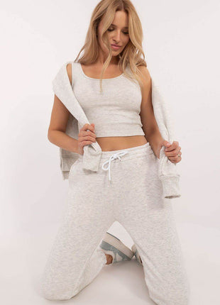 Women's 3-Piece Cotton Tracksuit Set – T-Shirt, Hoodie & High-Waisted Joggers - MimiStylez