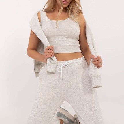 Women's 3-Piece Cotton Tracksuit Set – T-Shirt, Hoodie & High-Waisted Joggers - MimiStylez