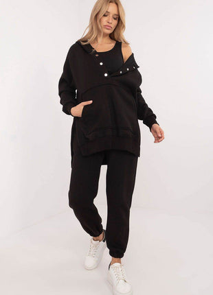 Women's 3-Piece Cotton Tracksuit Set – T-Shirt, Hoodie & High-Waisted Joggers - MimiStylez