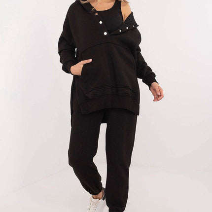 Women's 3-Piece Cotton Tracksuit Set – T-Shirt, Hoodie & High-Waisted Joggers - MimiStylez
