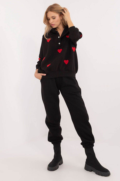 Cozy Heart-Patch Cotton Hoodie & Jogger Set - MimiStylez