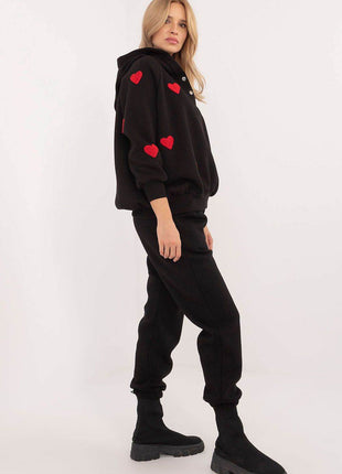 Cozy Heart-Patch Cotton Hoodie & Jogger Set - MimiStylez
