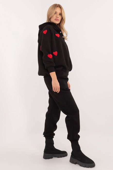 Cozy Heart-Patch Cotton Hoodie & Jogger Set - MimiStylez