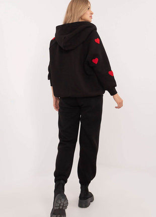 Cozy Heart-Patch Cotton Hoodie & Jogger Set - MimiStylez