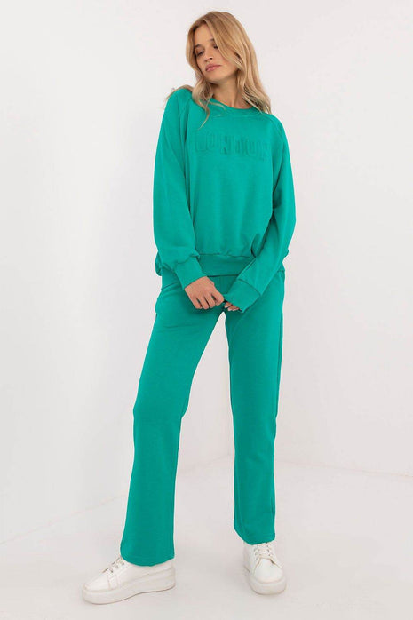 Women's Casual Cotton Tracksuit Set with Long Sweatshirt & Straight-Leg Pants - MimiStylez