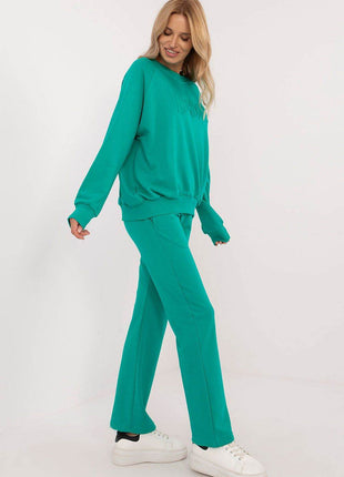Women's Casual Cotton Tracksuit Set with Long Sweatshirt & Straight-Leg Pants - MimiStylez