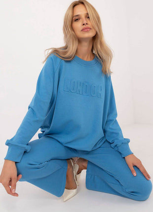 Women's Casual Cotton Tracksuit Set with Long Sweatshirt & Straight-Leg Pants - MimiStylez