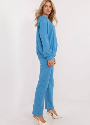 Women's Casual Cotton Tracksuit Set with Long Sweatshirt & Straight-Leg Pants - MimiStylez