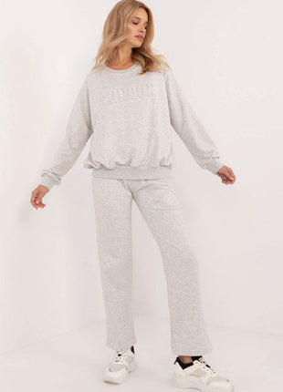 Women's Casual Cotton Tracksuit Set with Long Sweatshirt & Straight-Leg Pants - MimiStylez
