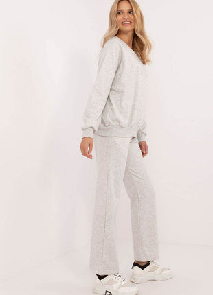 Women's Casual Cotton Tracksuit Set with Long Sweatshirt & Straight-Leg Pants - MimiStylez