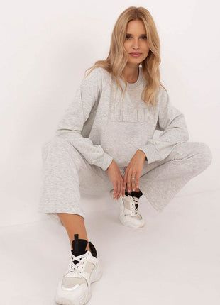 Women's Casual Cotton Tracksuit Set with Long Sweatshirt & Straight-Leg Pants - MimiStylez