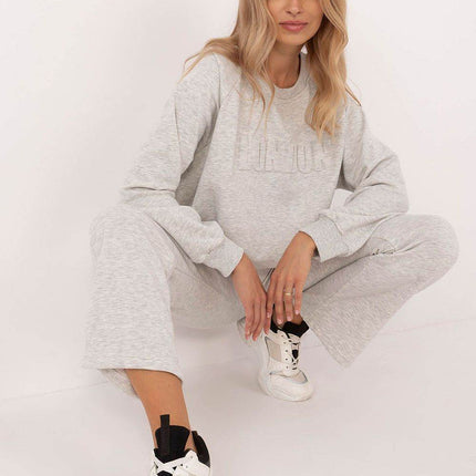 Women's Casual Cotton Tracksuit Set with Long Sweatshirt & Straight-Leg Pants - MimiStylez