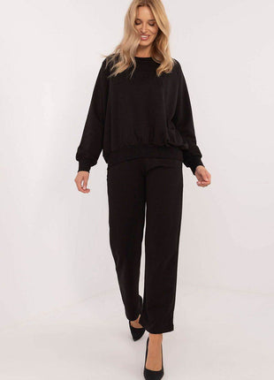 Women's Casual Cotton Tracksuit Set with Long Sweatshirt & Straight-Leg Pants - MimiStylez