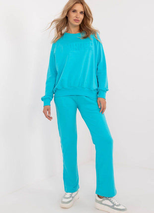 Women's Casual Cotton Tracksuit Set with Long Sweatshirt & Straight-Leg Pants - MimiStylez