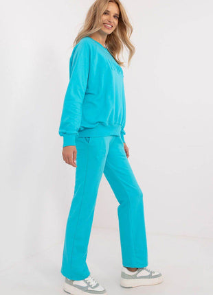 Women's Casual Cotton Tracksuit Set with Long Sweatshirt & Straight-Leg Pants - MimiStylez