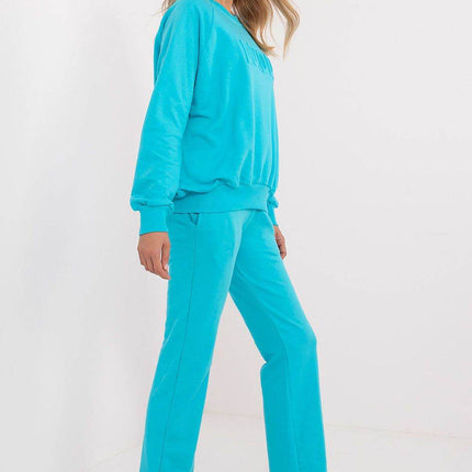 Women's Casual Cotton Tracksuit Set with Long Sweatshirt & Straight-Leg Pants - MimiStylez