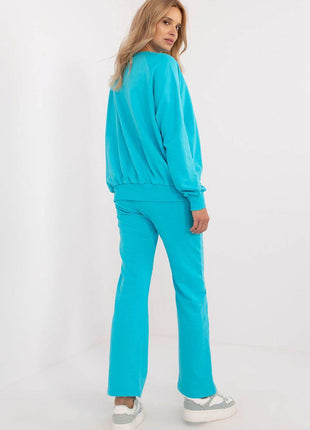 Women's Casual Cotton Tracksuit Set with Long Sweatshirt & Straight-Leg Pants - MimiStylez