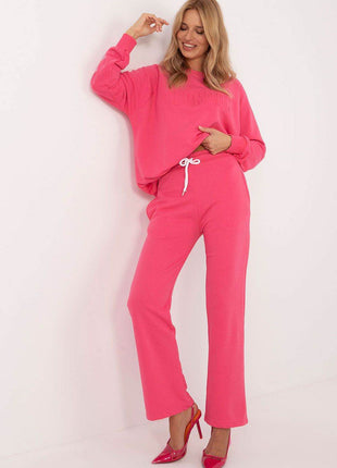Women's Casual Cotton Tracksuit Set with Long Sweatshirt & Straight-Leg Pants - MimiStylez