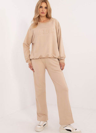 Women's Casual Cotton Tracksuit Set with Long Sweatshirt & Straight-Leg Pants - MimiStylez