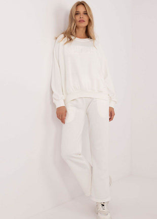 Women's Casual Cotton Tracksuit Set with Long Sweatshirt & Straight-Leg Pants - MimiStylez