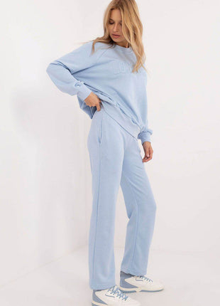 Women's Casual Cotton Tracksuit Set with Long Sweatshirt & Straight-Leg Pants - MimiStylez